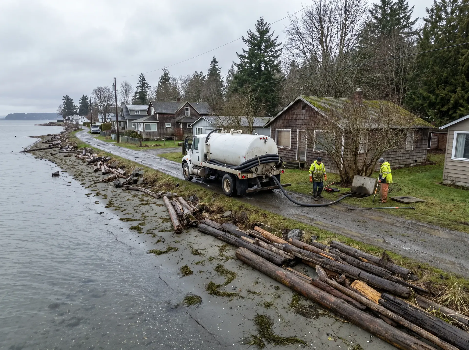 Birch Bay shoreline homes close to the water