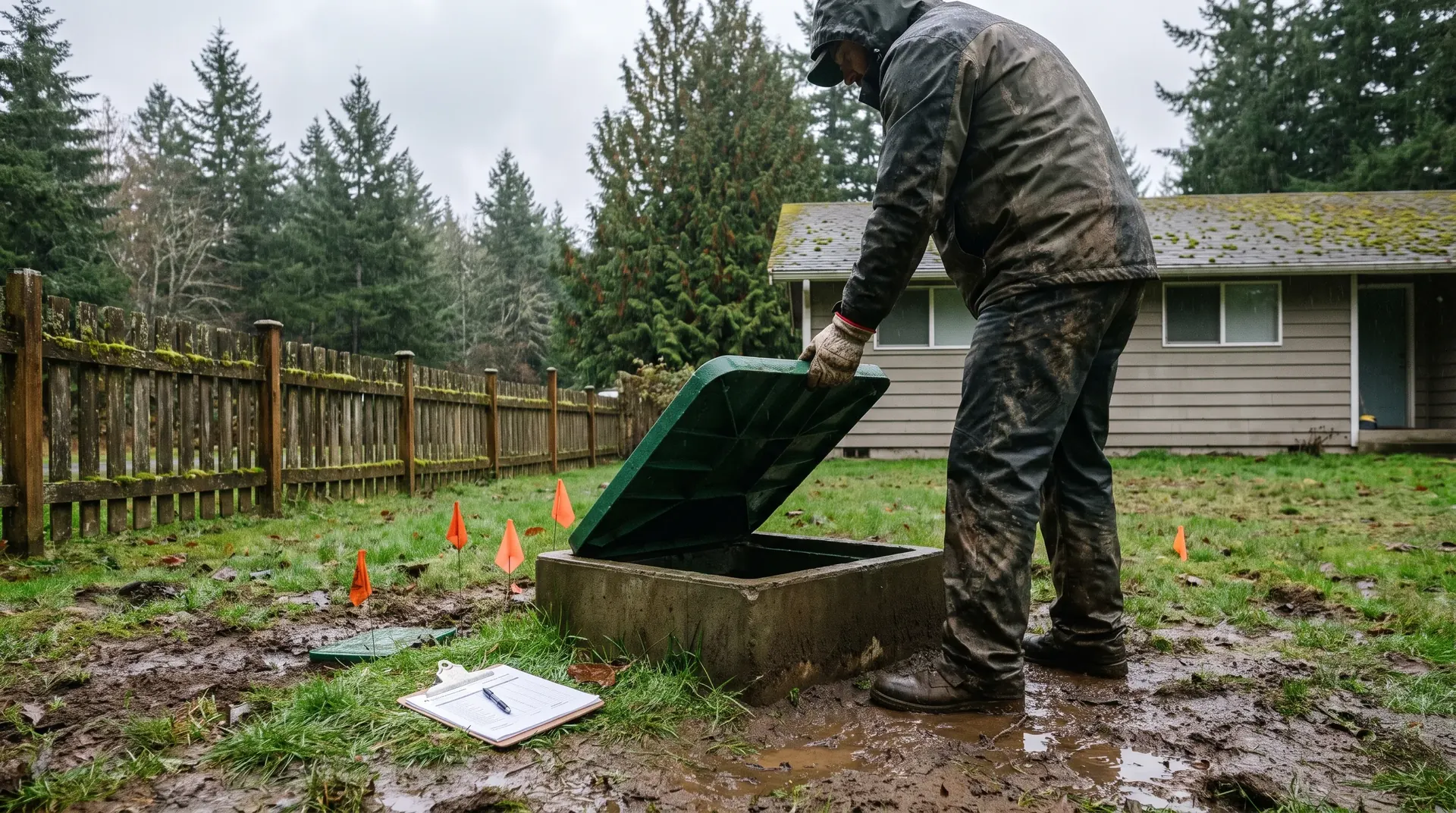Routine operation and maintenance check on a septic system