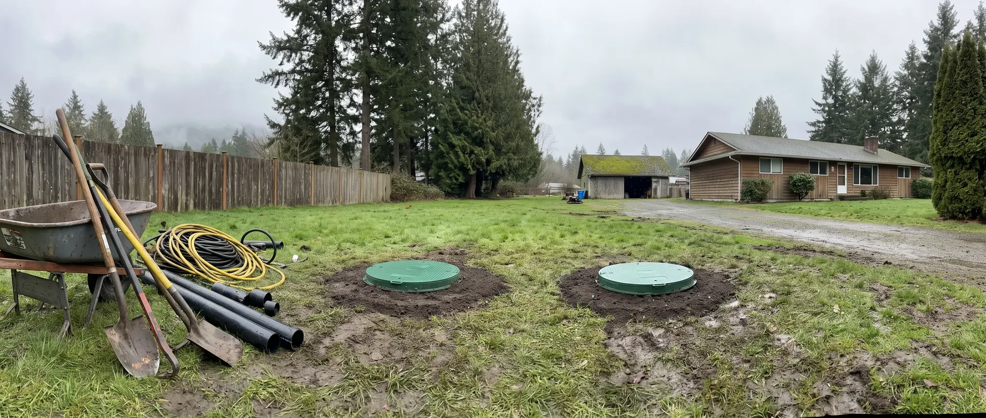 New septic risers installed to ground level on a rural property