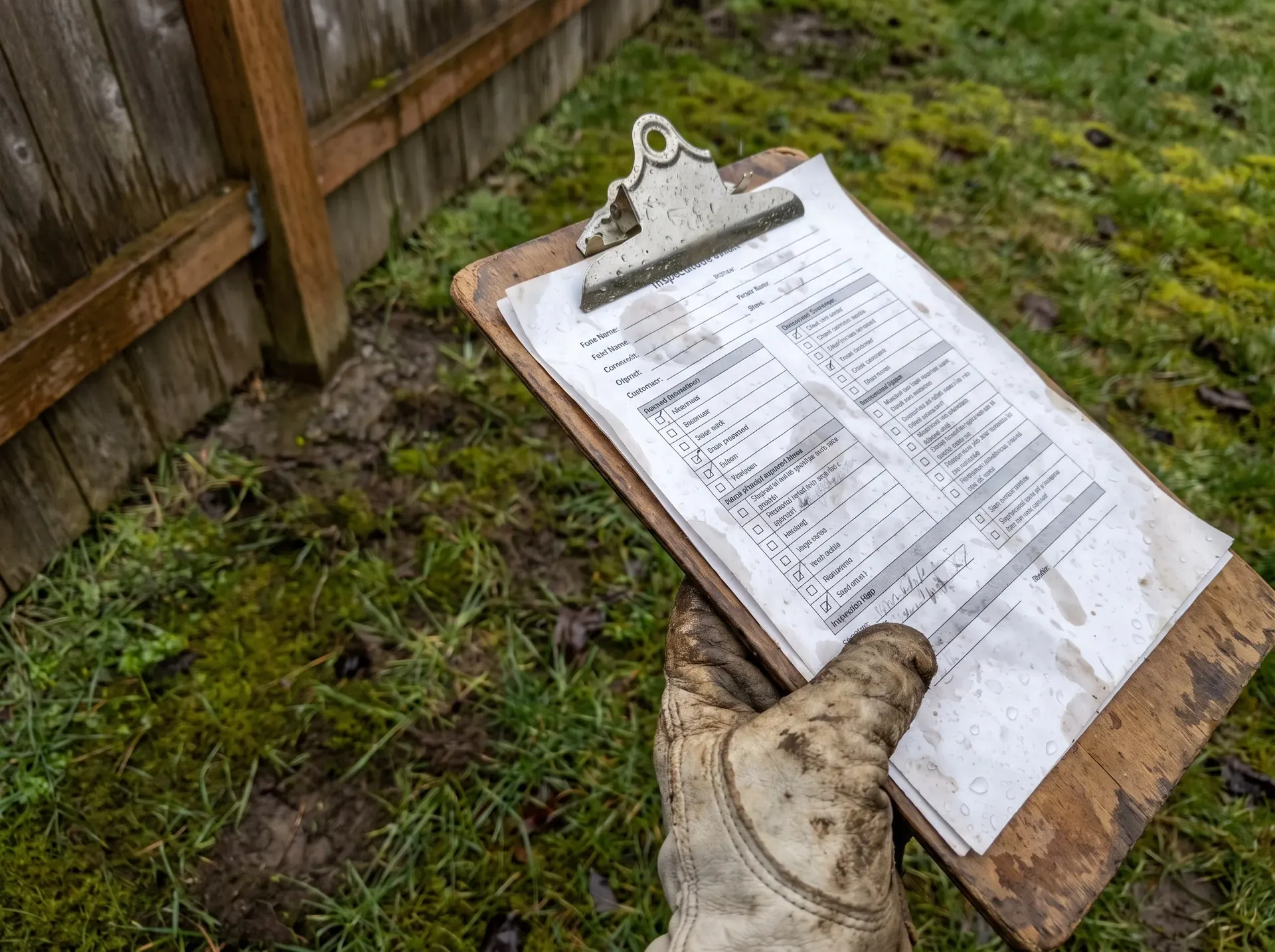 Completed septic inspection report on a clipboard