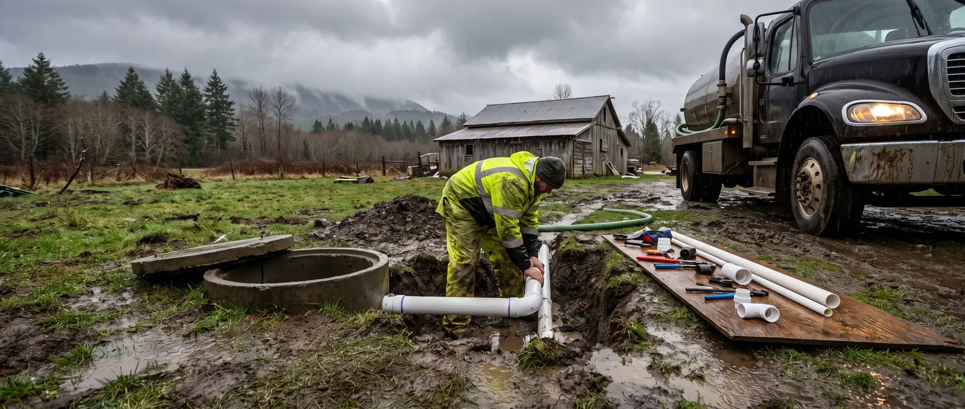 Septic repair work on an older rural system