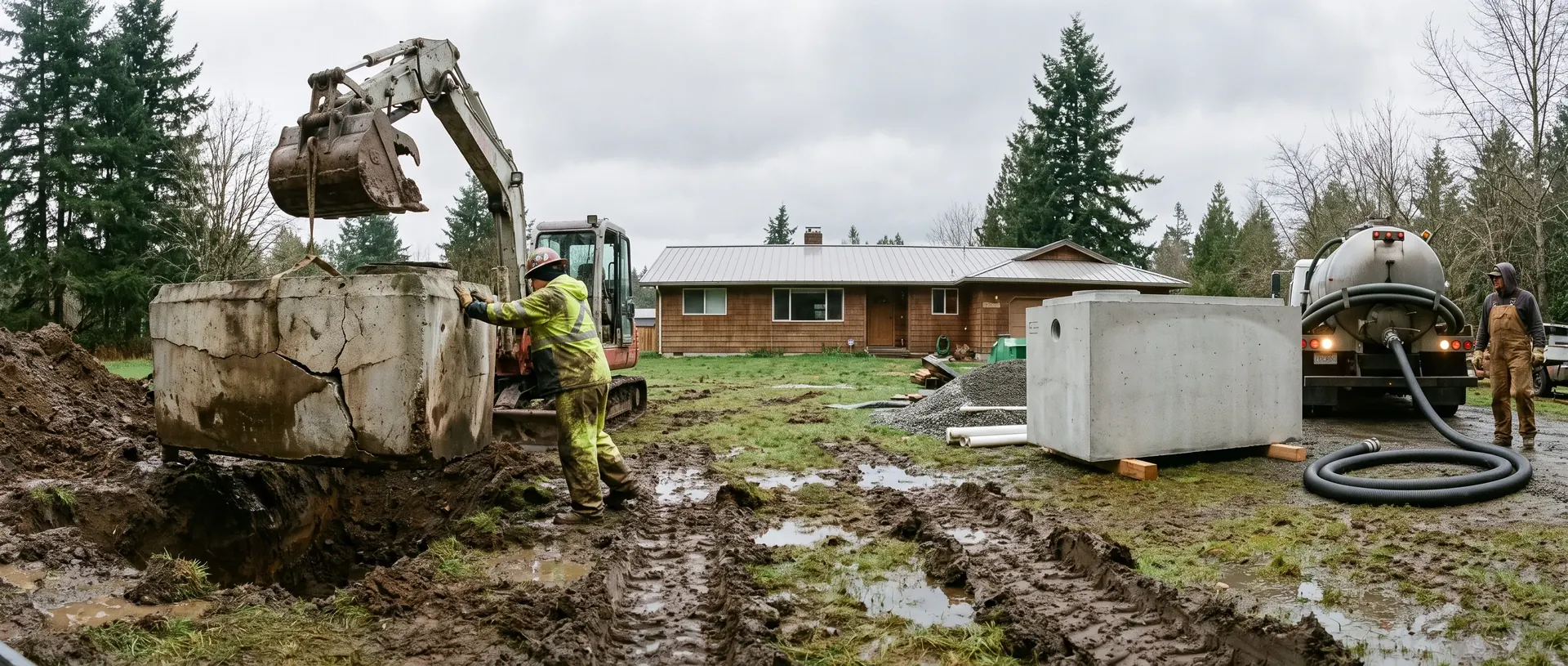 Old septic system being removed and replaced