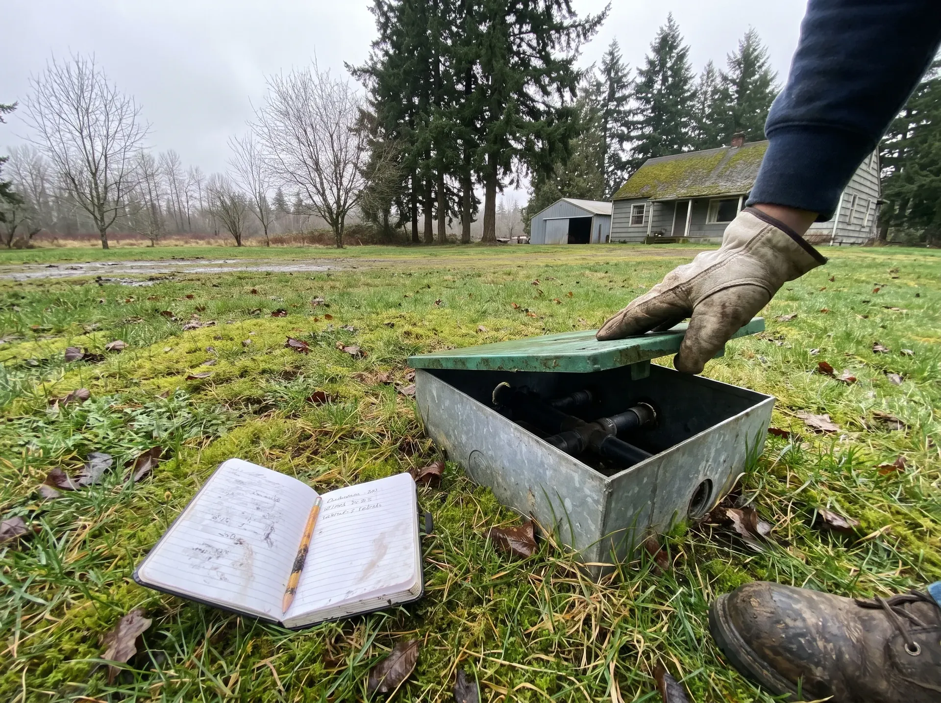 Routine septic maintenance check on a pressurised system
