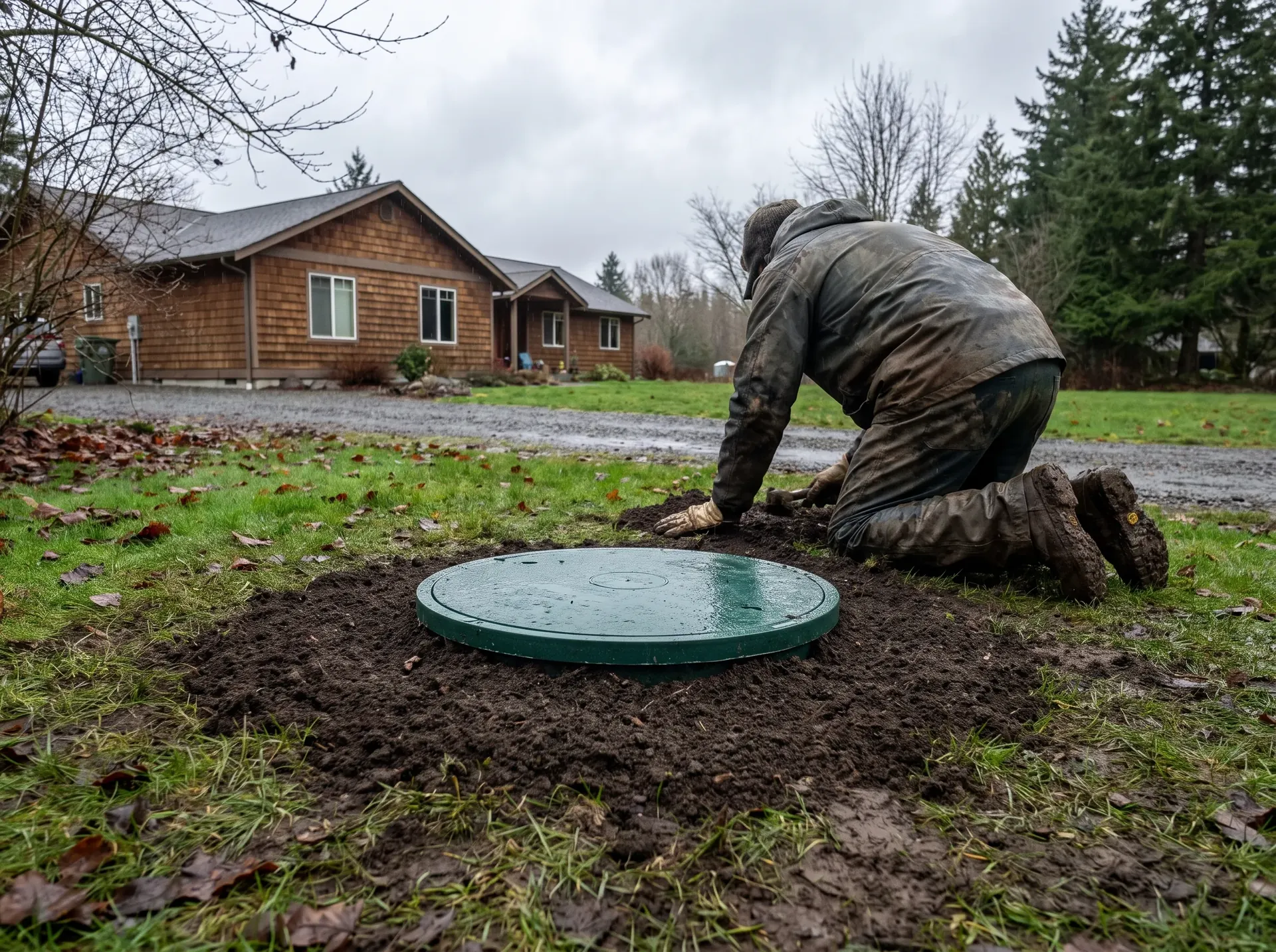 New septic riser and lid brought up to ground level